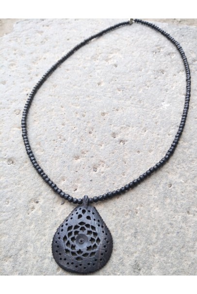 Alphabey's Black Wooden Jali Necklace For Women Alphabey's Black Wooden Jali Necklace For Women